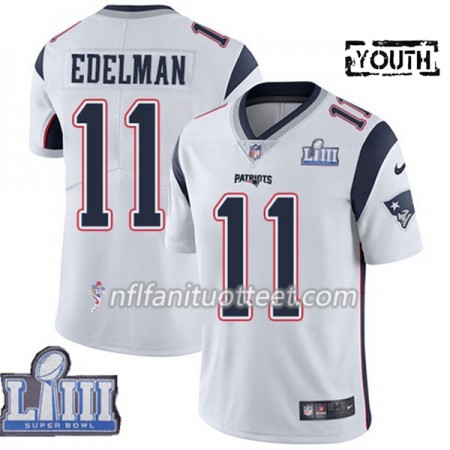 Lasten New England Patriots NFL Pelipaita Julian Edelman 11 Nike Valkoinen 2019 Super Bowl LIII